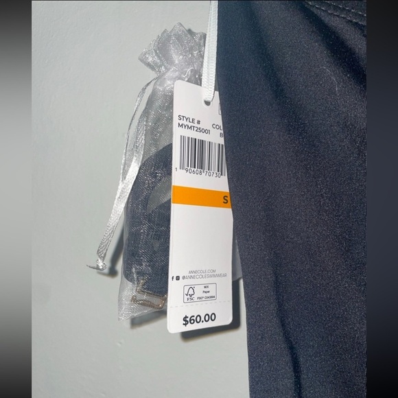 Anne Cole Women's Solid Twist Front Shirred Bandeau Tankini Swim Top NWT Small - Picture 7 of 7